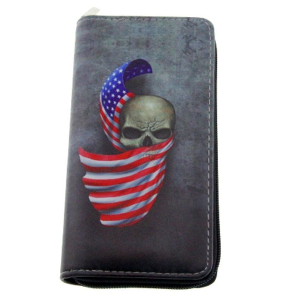 Vegan Leather SKULL Wrapped in the American Flag Phone Wallet NWOT!